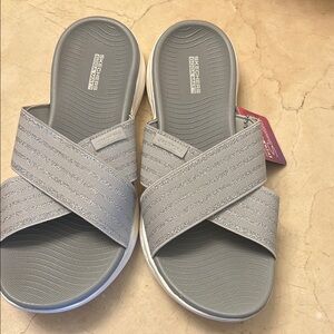 Skechers Women's Gray Slide Sandals